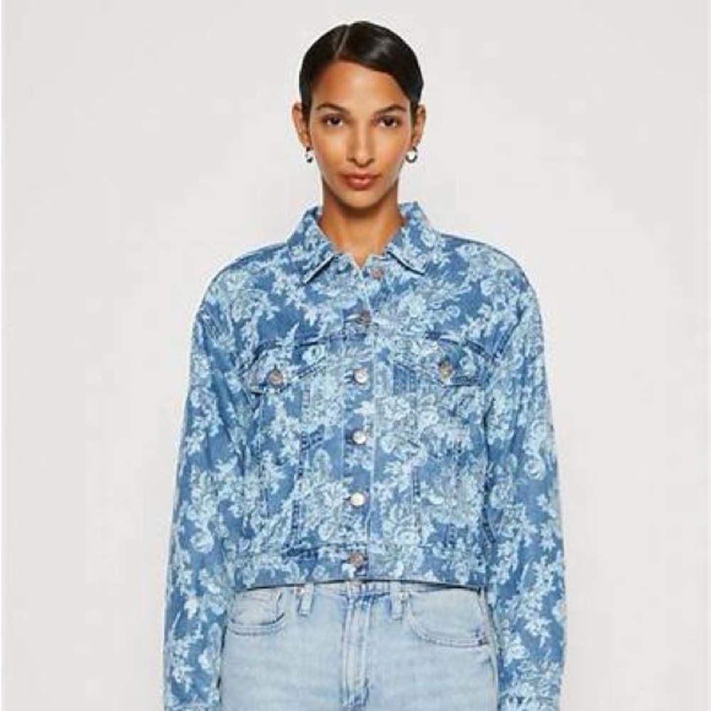 Gap X LoveShackFancy Floral Denim Jacket Size Medium